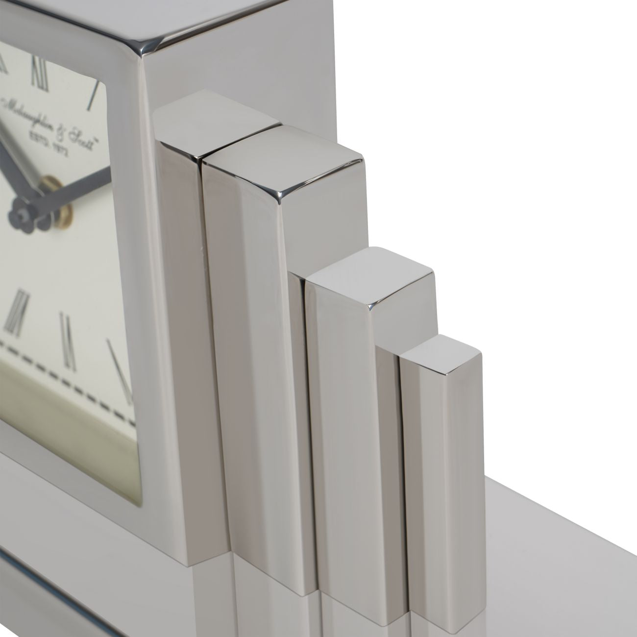 Plaza Nickel & White Tiered Mantel Clock